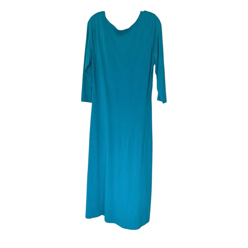 Chadwicks Maxi‎ Dress Blue Pleated Round Neck Long Sleeve Cottagecore Large